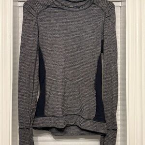 Lululemon Gray Long Sleeve Athletic Top with Black Side Panels